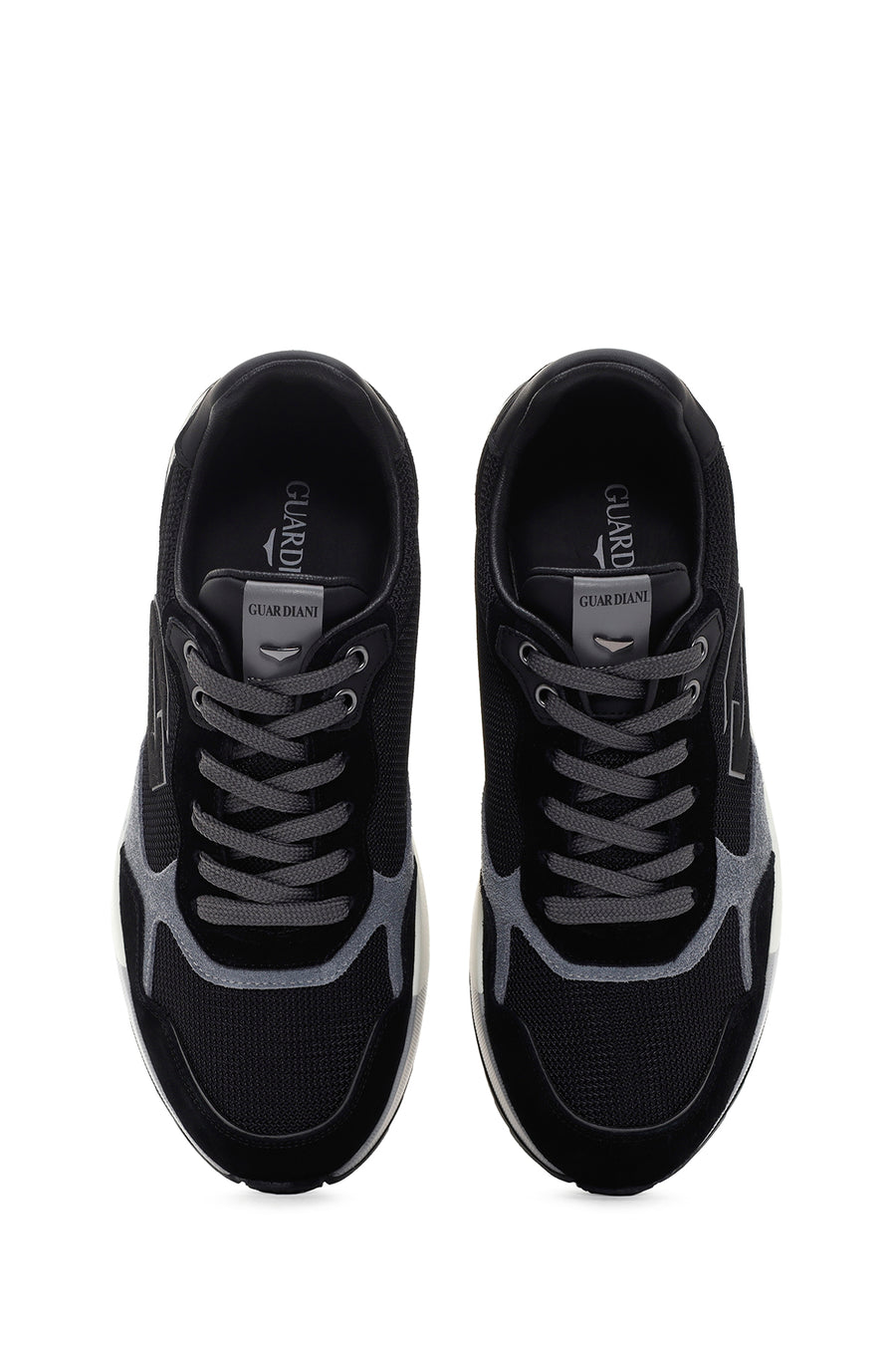 Alberto Guardiani Men's Black Gray Winner Thick Soled Leather Sneaker