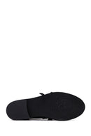 Woman Black Buckled Leather Masculine Loafer | Derimod