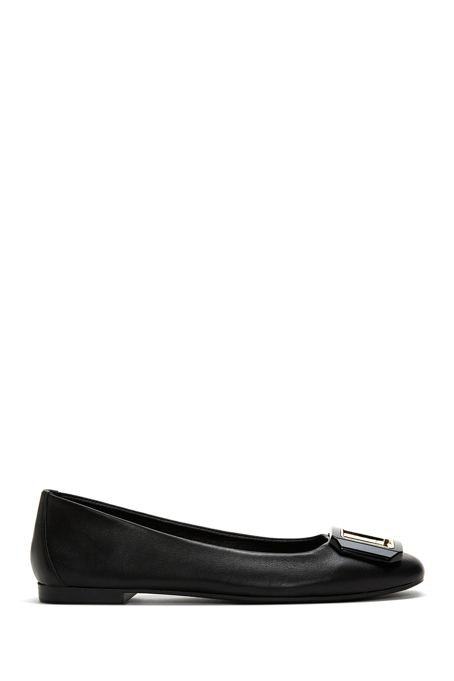 Women's Black Leather Ballerina Ballet Shoes 22SFD271718 | Derimod