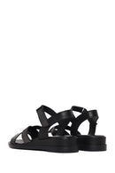 Women’s Black Ankle-Strap Leather Sandals | Derimod