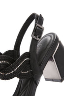 Women's Black Braided Chunky Low Heel Sandals | Derimod