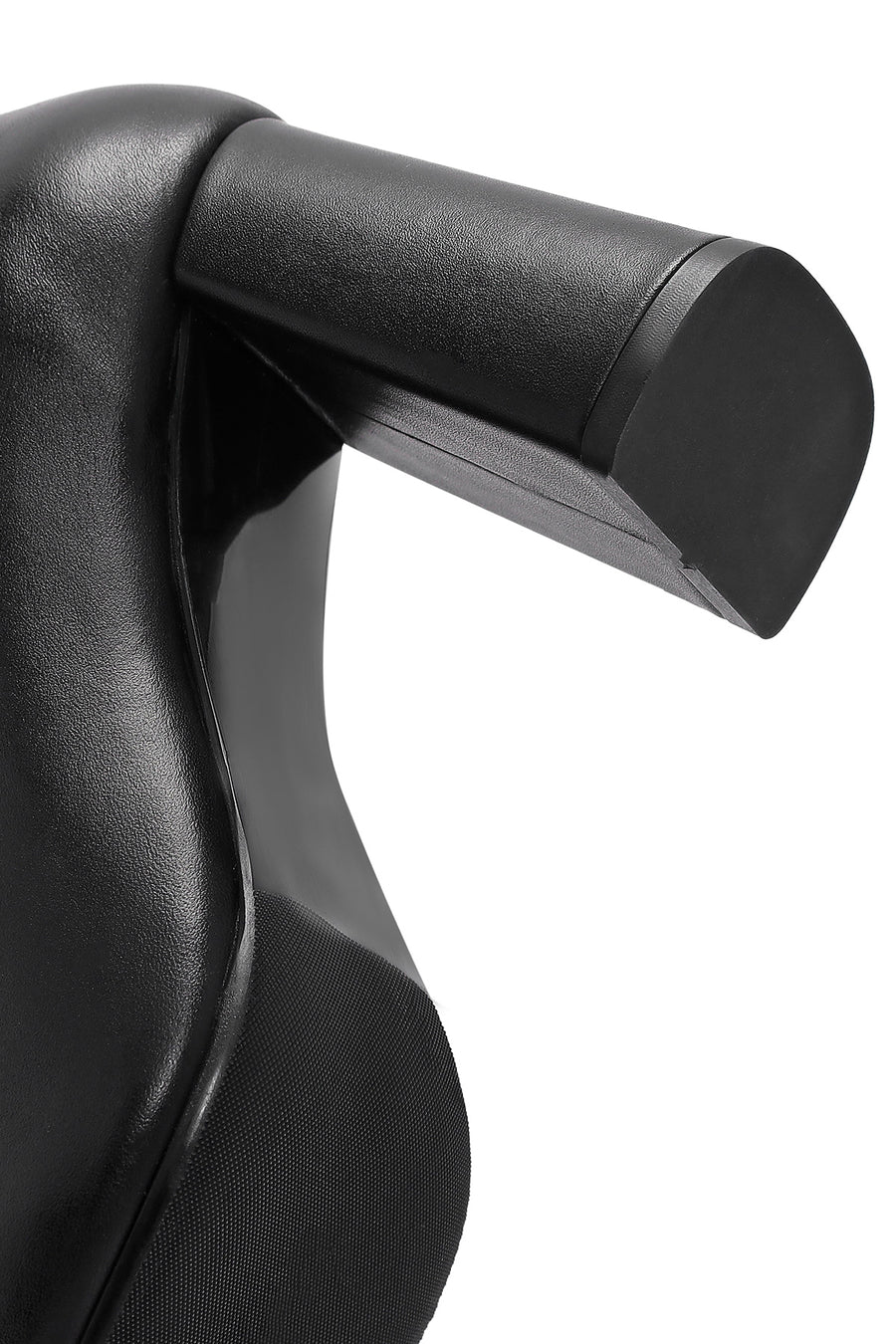 Woman Black Zippered Chunky High Heels Leather Boat