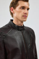 Owen Men's Brown Leather Coat | Derimod