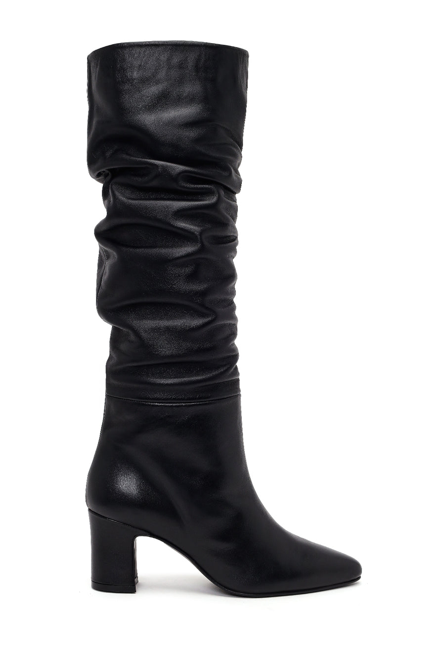Woman Black Thick-Heeled Leather Boots WF160011DV | Derimod