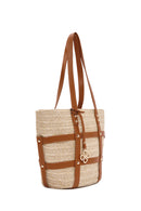 Women's Beige Straw Shoulder Bag | Derimod