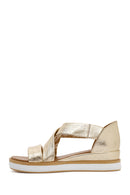 Women's Gold Thick Soled Leather Sandals | Derimod