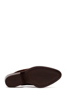 Woman Brown Mule Backless Chunky Heeled Suede Slipper | Derimod