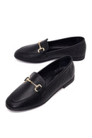 Kadın Siyah Tokalı Deri Klasik Loafer | Derimod