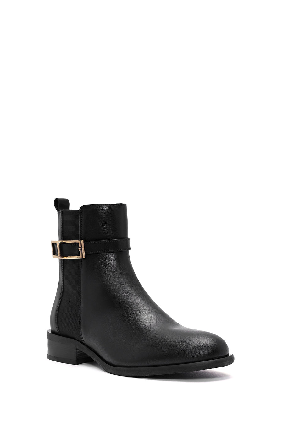 Woman Black Zippered Leather Boat