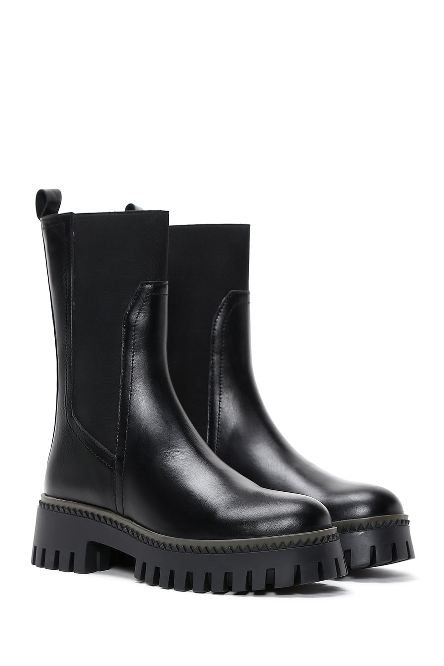 Women's Black Leather Chelsea Boots