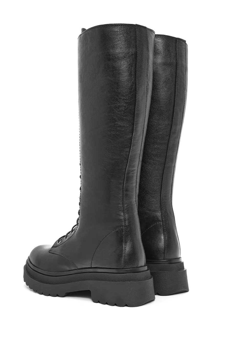 Women's Black Zippered Leather Boots