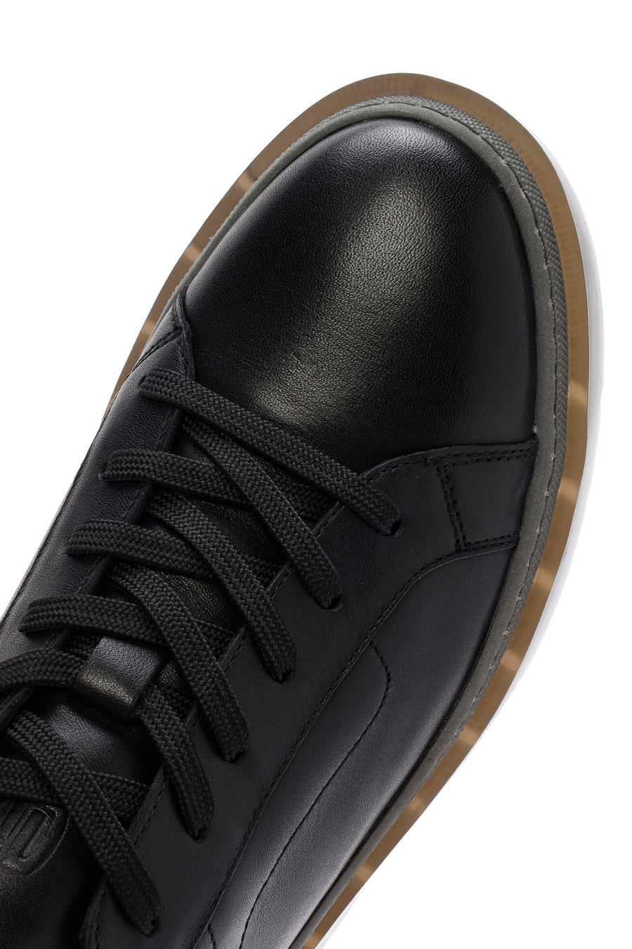Erkek Siyah Bağcıklı Deri Sneaker