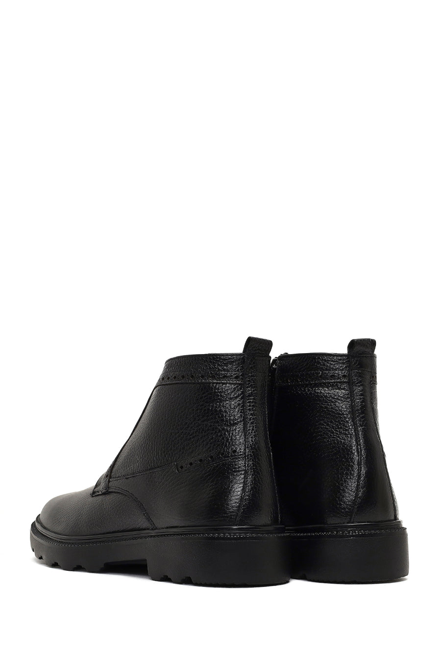 Men's Black Zippered Leather Casual Boot