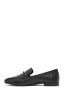 Woman Black Buckle-Detail Leather Masculine Loafer | Derimod