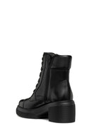 Geox Women's Black Spherica Ec15 Lace-Up Thick Heeled Leather Boots | Derimod