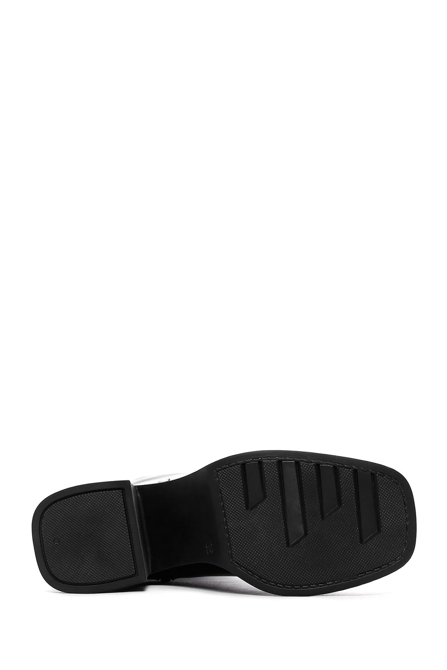 Women's Black Thick Heeled Zippered Casual Leather Boots