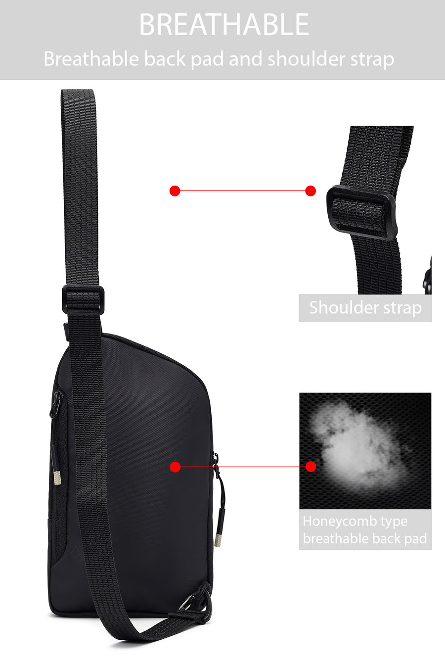D-Pack Men's Black Mini Fabric Crossbody Bag