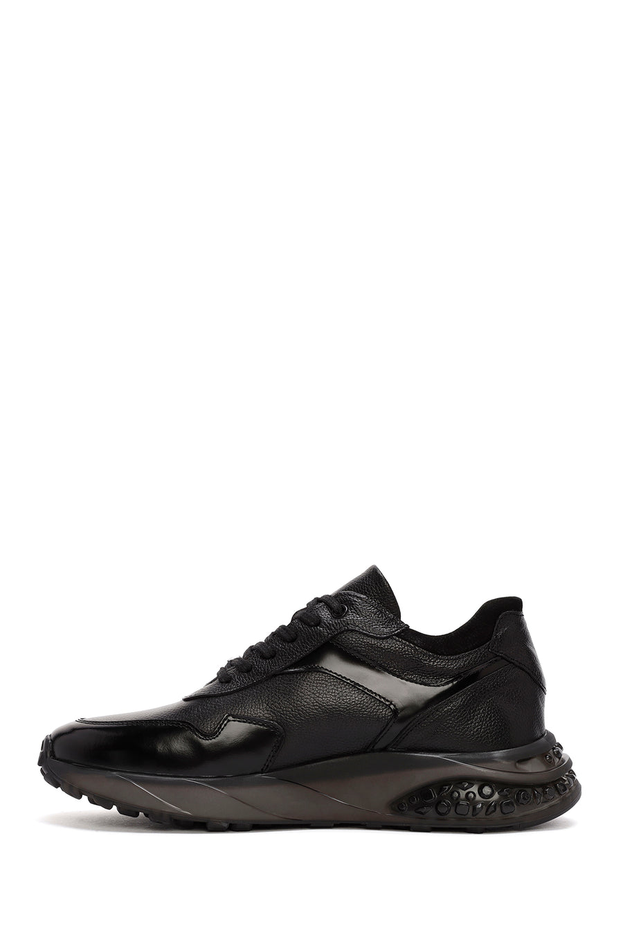Men's Black Lace-up Leather Sneaker