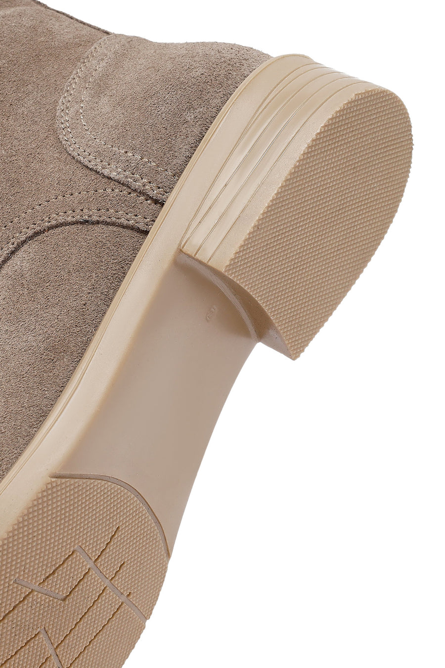 Woman Beige Lace-Up Zippered Suede Leather Boat