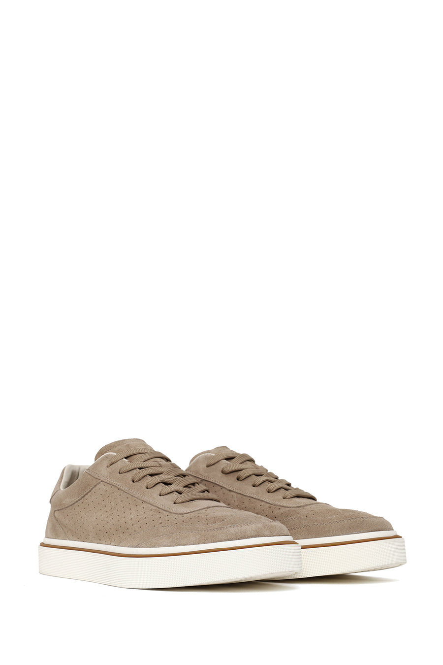 Erkek Bej Bağcıklı Süet Deri Sneaker