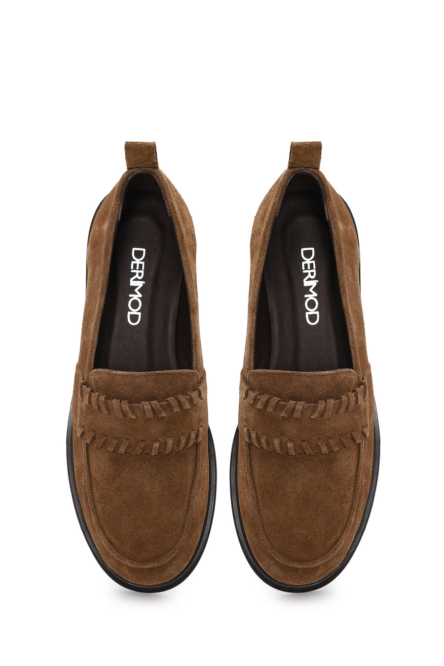 Kadın Taba Süet Deri Maskülen Loafer