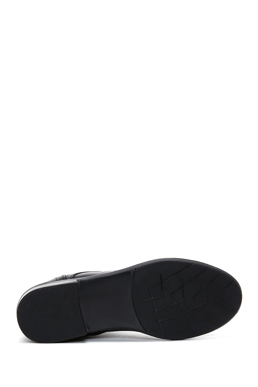 Woman Black Lace-Up Zipper Detail Leather Postal Boots