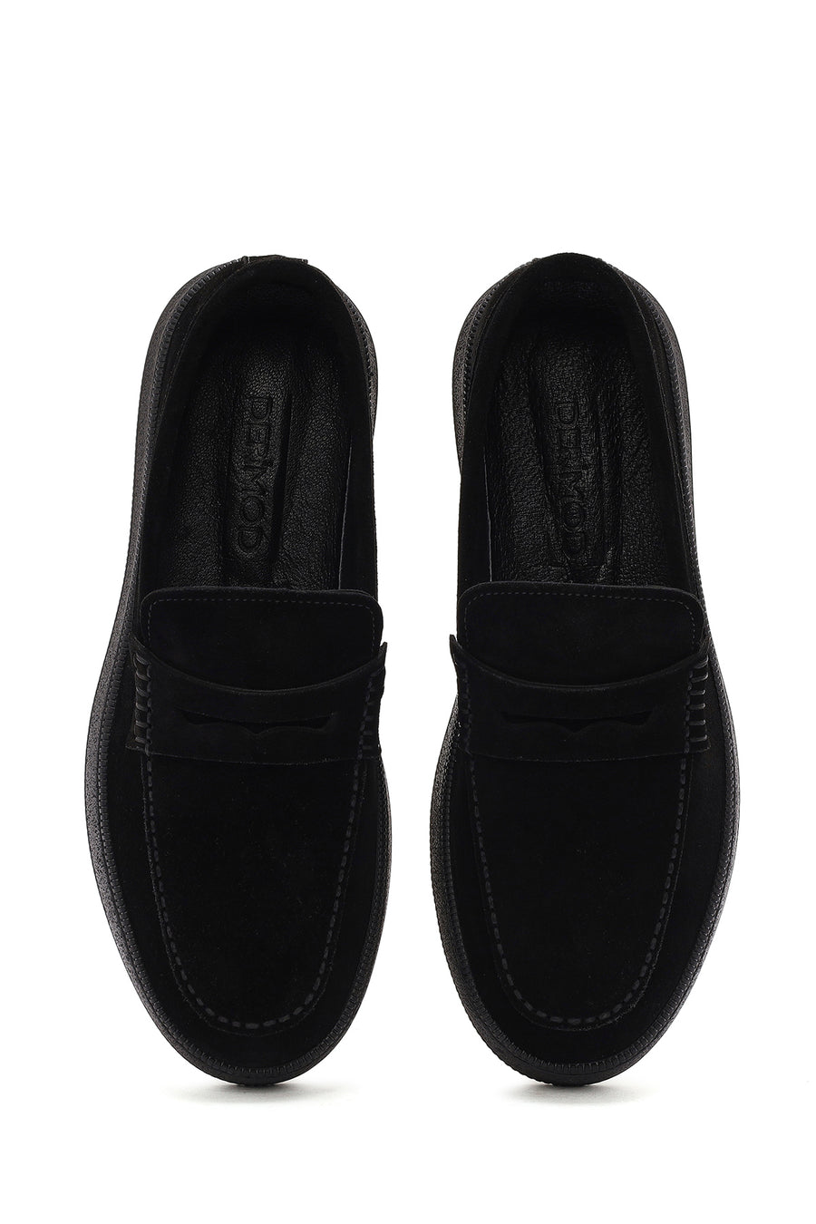 Men's Black Moccasin Suede Leather Loafer