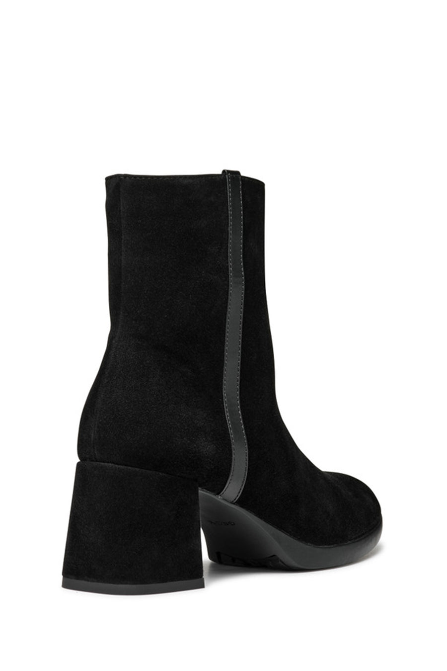 Geox Woman Black Zippered Chunky Heel Leather Boat