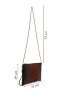 Woman Brown Chain Strap Braided Clutch Bag | Derimod