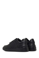 Men's Black Lace-Up Thick-Soled Leather Sneaker | Derimod