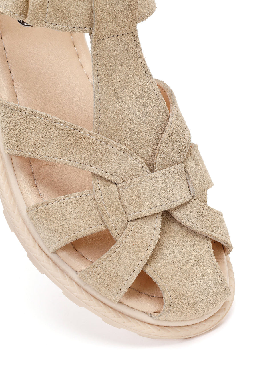 Women's Beige Suede Leather Sandals