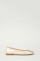 Gold Women's Leather Ballerinas | Derimod