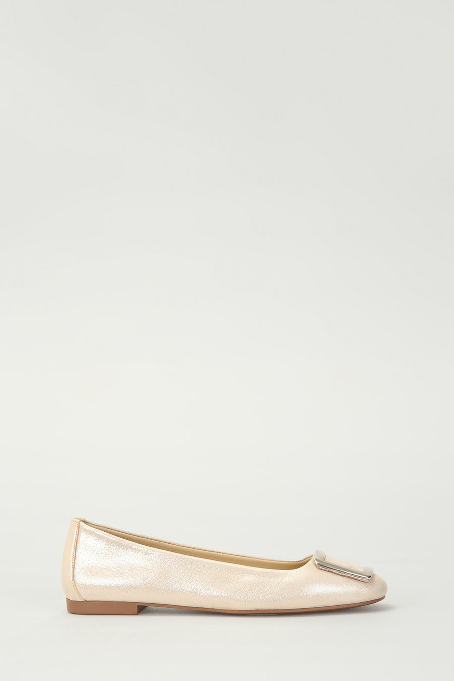 Gold Women's Leather Ballerinas