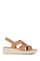 Woman Tan Chunky-Soled Leather Comfort Sandals | Derimod