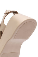 Women's Beige Ankle Strap Thick Soled Leather Sandals | Derimod