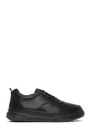 Male Black Lace-Up Thick-Soled Leather Sneaker | Derimod