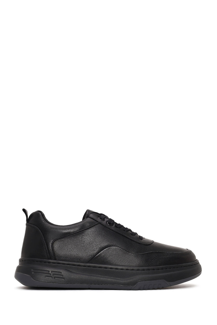 Male Black Lace-Up Thick-Soled Leather Sneaker WM790008DV | Derimod