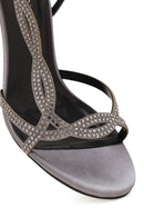 Woman Silver Ankle-Buckle Thin High-Heel Embellished Sandal | Derimod