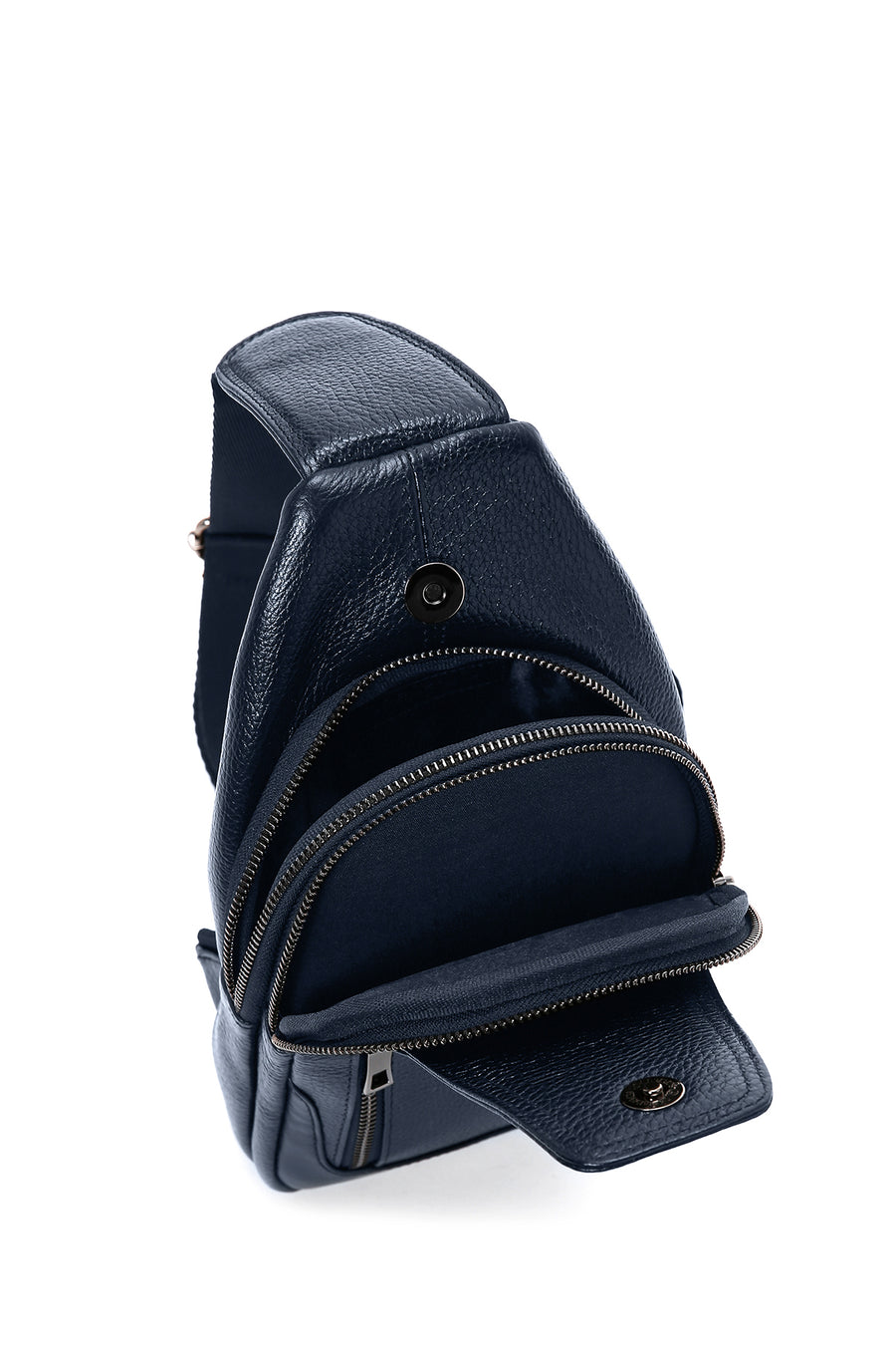 Men's Navy Blue Leather Crossbody Bag
