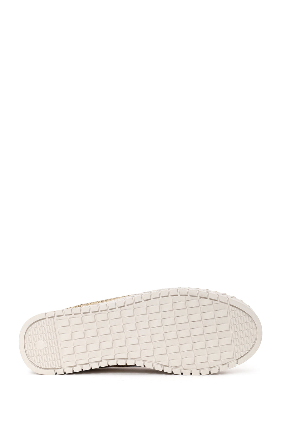 Woman Gold Lace-Up Chunky Sole Glitter Fabric Casual Shoes