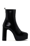 Women's Black Platform Thick Heeled Patent Leather Boots | Derimod