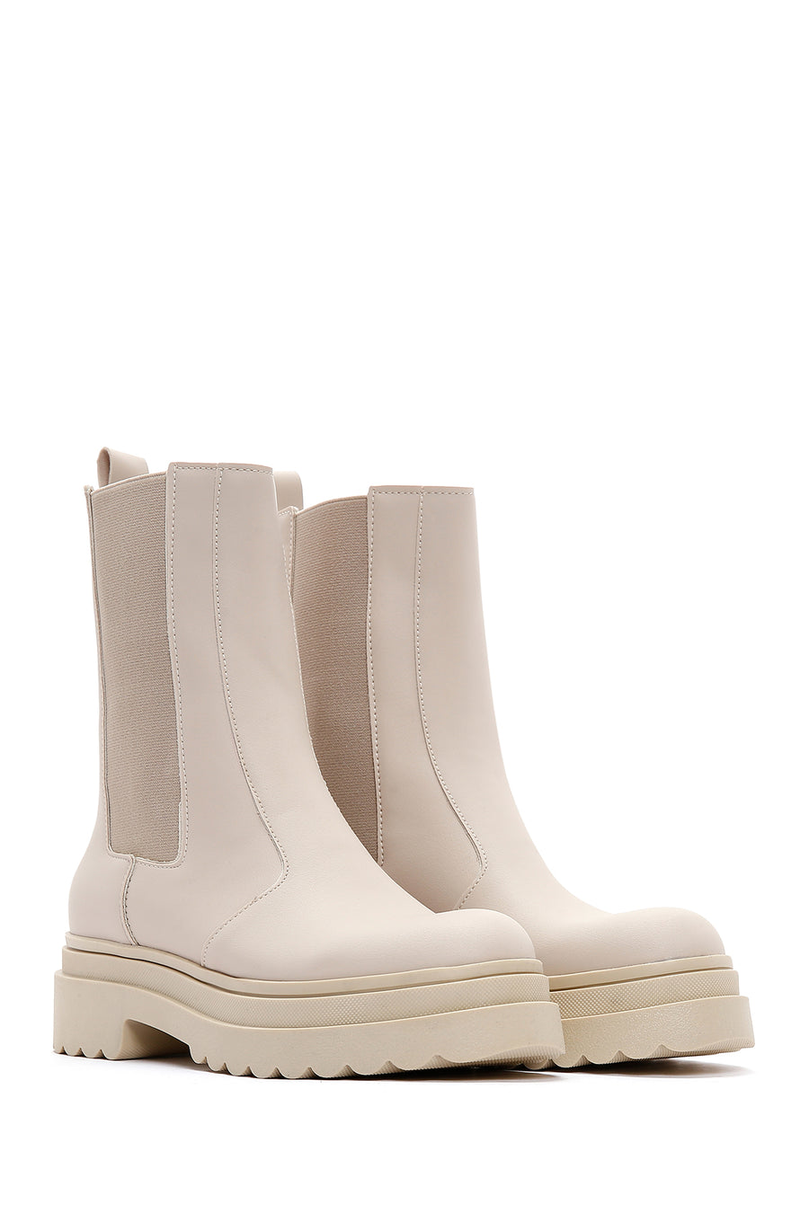 Women's Beige Thick Soled Chelsea Boots
