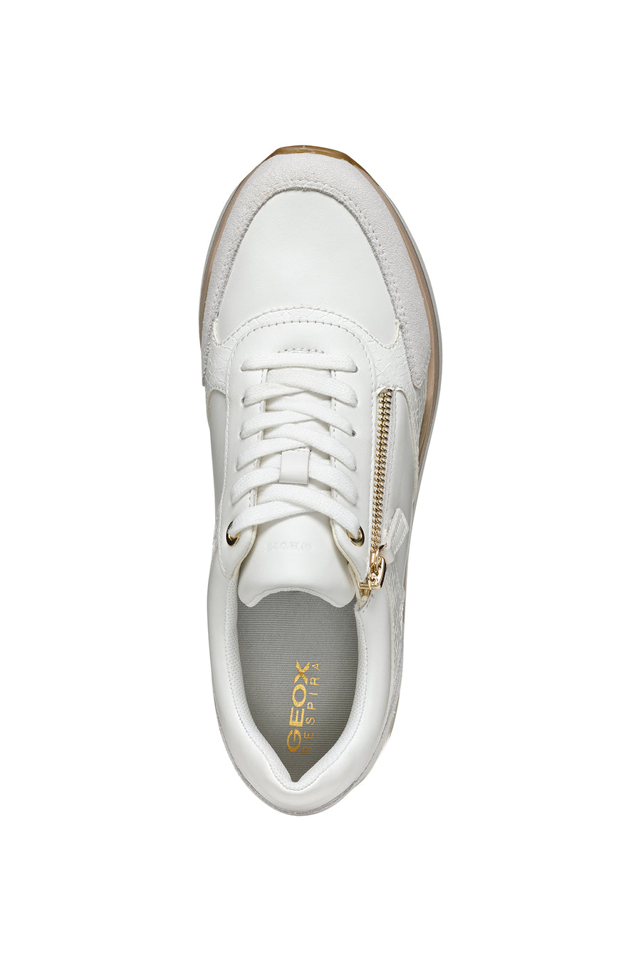 Geox Women's White New Kency Lace-Up Chunky Sole Sneaker