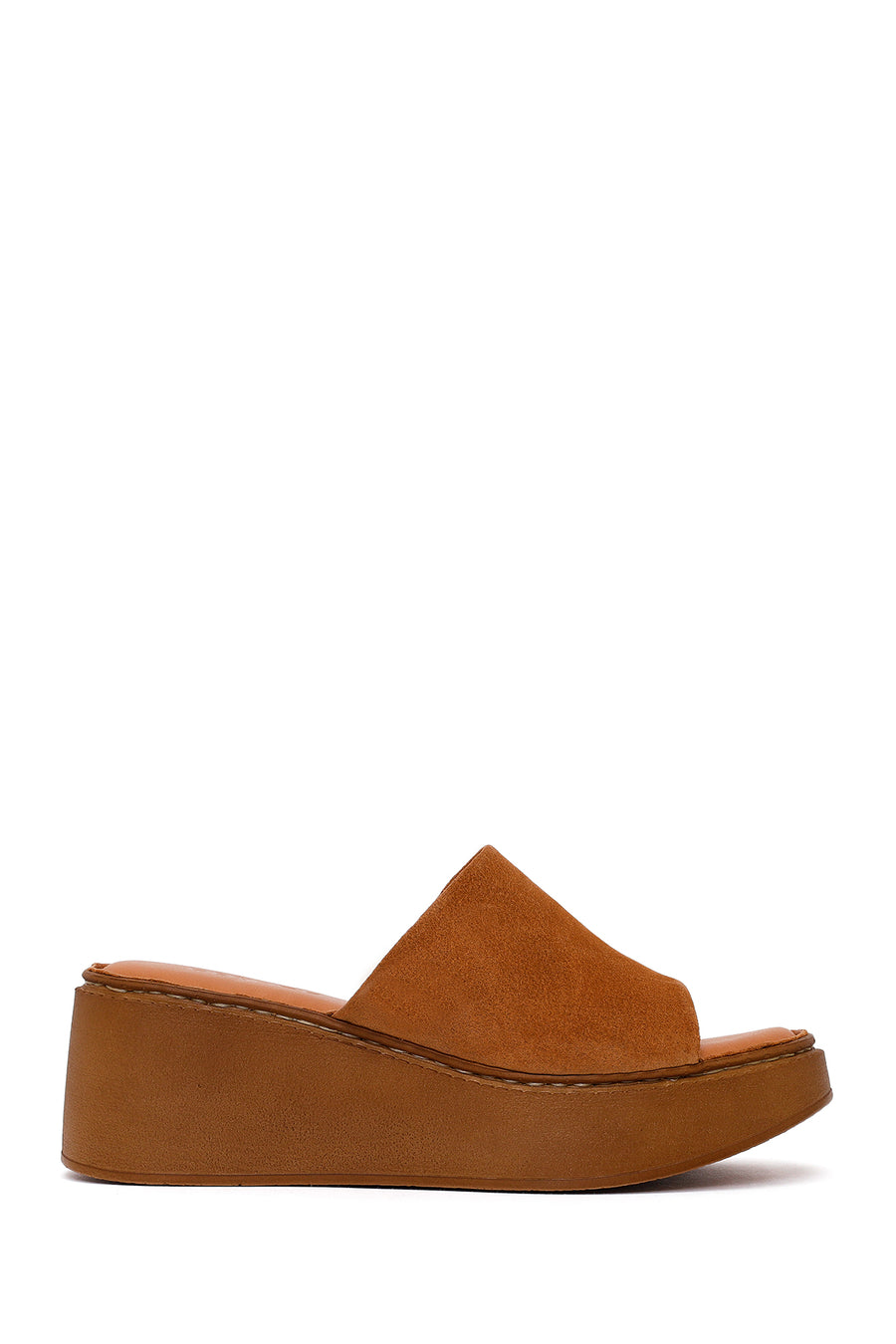Woman Dark Dusty Pink Wedge Heel Suede Slipper 26SFD340910 | Derimod