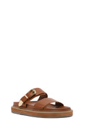 Women's Tan Buckled Slippers | Derimod