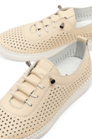 Woman Beige Leather Comfort Shoes | Derimod