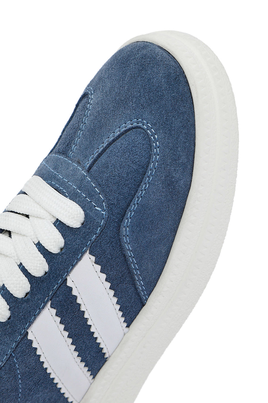 Women's Blue Lace-Up Chunky Sole Suede Leather Sneakers