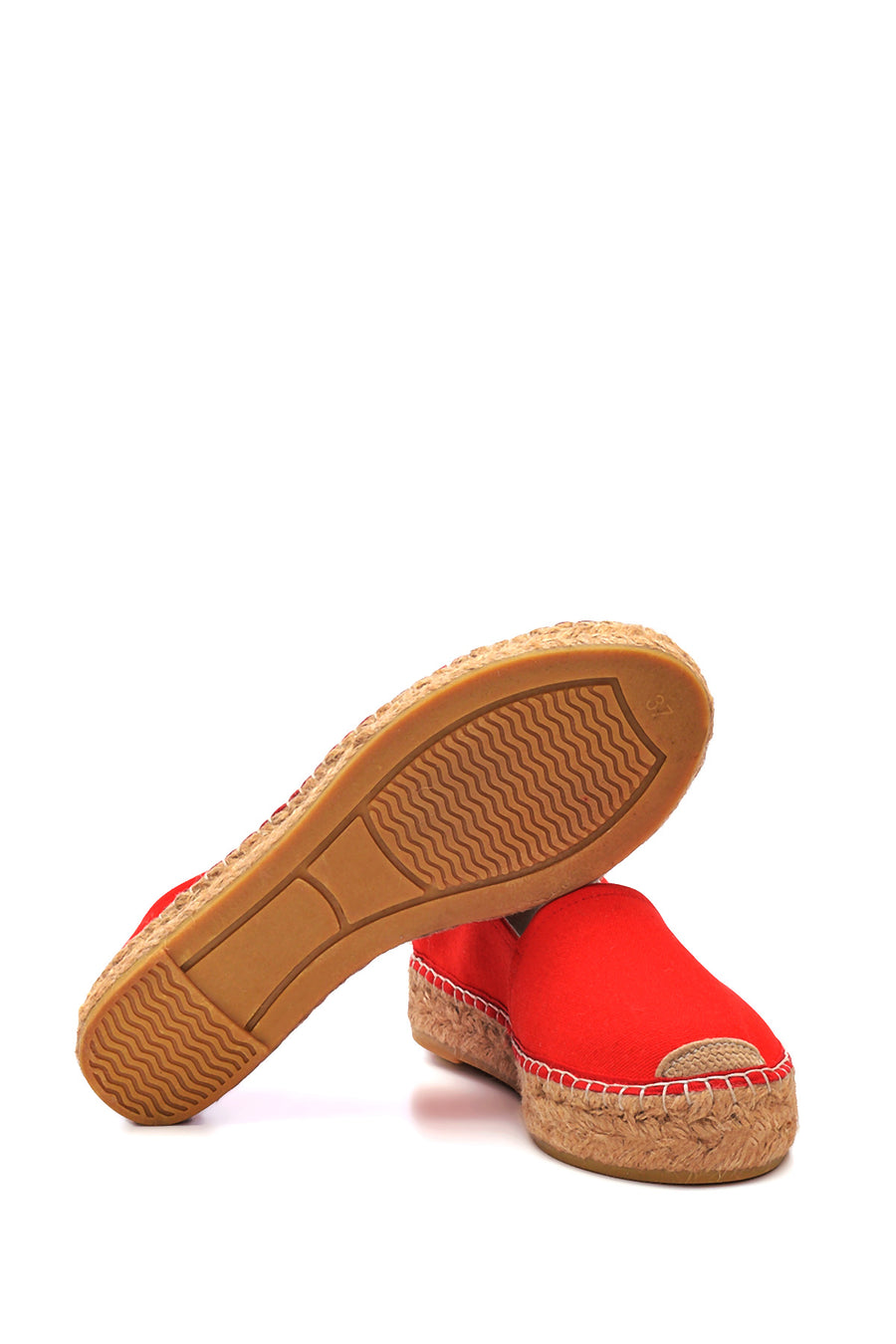 Kadın Kırmızı Hasır Taban Espadril
