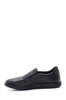 Men's Black Leather Perforated Sports Loafer | Derimod