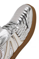 Women's Silver Lace-Up Metallic Sneakers | Derimod